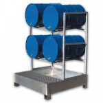 Bac de rétention acier galva 4 fûts couchés, 440 L