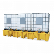 Palette en plastique de rétention pour 3 IBC, 1300 L