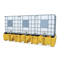 Palette en plastique de rétention pour 3 IBC, 1300 L