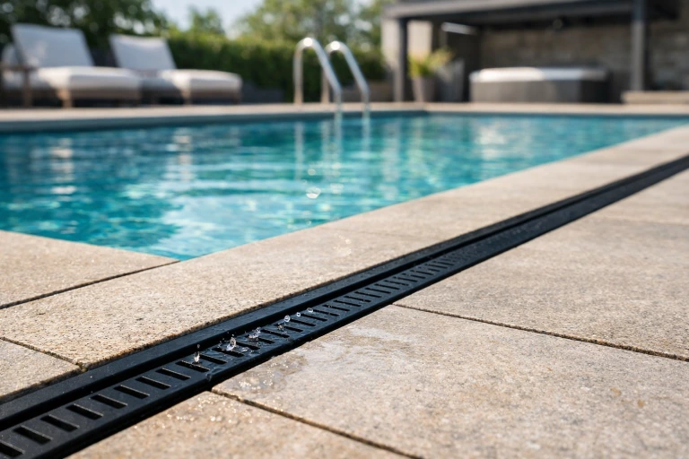 Caniveau drainage piscine