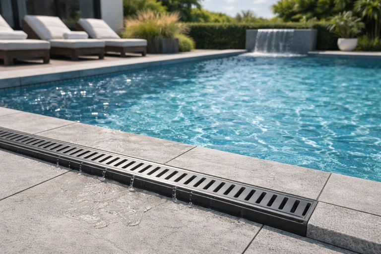 Piscine avec système de drainage