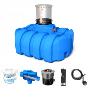 Cuve à eau de pluie toute équipée plate à enterrée de 1500 L