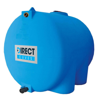Citerne à eau de pluie horizontale pré-équipée vanne 500 litres