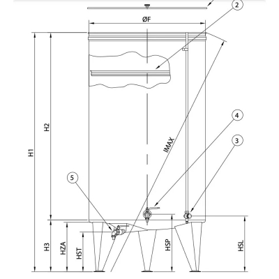 Cuve de vinification fond conique  système Snologique de 300 à 2000 L