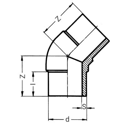 Coude à 45° à embouts mâles PE100 PN8 ou 10 - PLASSON