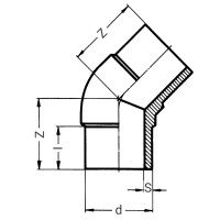 Coude à 45° à embouts mâles PE100 PN8 ou 10 - PLASSON Coude à 45° à embouts mâles PE100 PN8 ou 10 - PLASSON