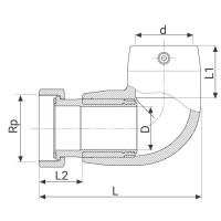 Coude à 90° de transition électrosoudable PN16 - Écrou prisonnier en laiton - PLASSON Coude à 90° de transition électrosoudable PN16 - Écrou prisonnier en laiton - PLASSON