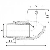 Coude à 90° de transition électrosoudable PN16 - Filetage en laiton - PLASSON