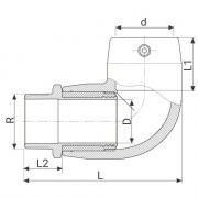 Coude à 90° de transition électrosoudable PN16 - Filetage en laiton - PLASSON