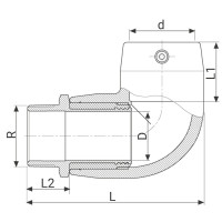 Coude à 90° de transition électrosoudable PN16 - Filetage en laiton - PLASSON