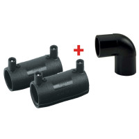 Ensemble NF 136-GAZ - 1 coude à 90° à embouts mâles + 2 manchons électrosoudables - PLASSON Ensemble NF 136-GAZ - 1 coude à 90° à embouts mâles + 2 manchons électrosoudables - PLASSON