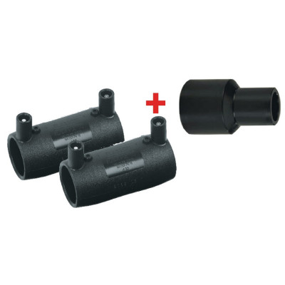 Ensemble NF 136-GAZ - 1 réduction à embouts mâles + 2 manchons électrosoudables - PLASSON