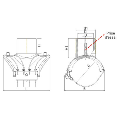 Selle de branchement électrosoudable PN16 avec prise d'essai - PLASSON