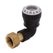 Coude à 90° encliquetable Série 1 - Écrou prisonnier laiton - Portée plate - Filet cylindrique - ISO