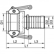 Coupleur cannelé à collerette Type Uts inox 316 - Raccord durable