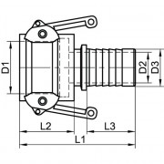 Coupleur cannelé à collerette Type Uts inox 316 - Raccord durable