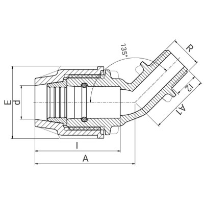Coude à 45° à compression Série 7 avec dérivation filetée - PLASSON