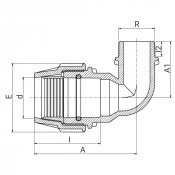 Coude à 90° à compression Série 7 avec dérivation filetée - Filet conique - ISO 7-1 - PLASSON