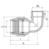 Coude à 90° à compression Série 7 avec dérivation taraudée - Filet conique - ISO 7-1 - PLASSON Coude à 90° à compression Série 7 avec dérivation taraudée - Filet conique - ISO 7-1 - PLASSON
