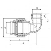 Coude à 90° à compression Série 7 avec dérivation taraudée millenium - Filet conique - ISO 7-1 - PLA
