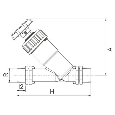 Robinet à soupape oblique Série 7 - Embouts filetés ISO 7-1 - Joints NBR - PLASSON