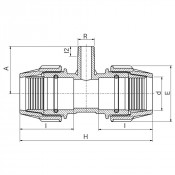 Té à 90° à compression Série 7 avec dérivation filetée longue - Filet conique - ISO 7-1 - PLASSON