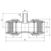 Té à 90° à compression Série 7 avec dérivation filetée longue - Filet conique - ISO 7-1 - PLASSON