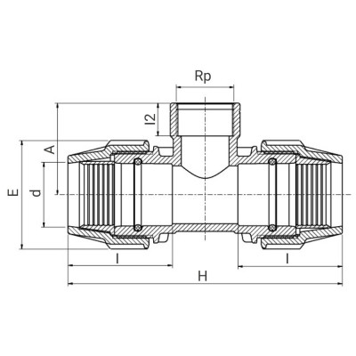 Té à 90° à compression Série 7 avec dérivation taraudée - Filet conique - ISO 7-1 - PLASSON