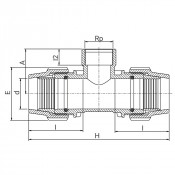 Té à 90° de réparation à compression Série 7 avec dérivation taraudée - Filet conique ISO 7-1 - PLAS
