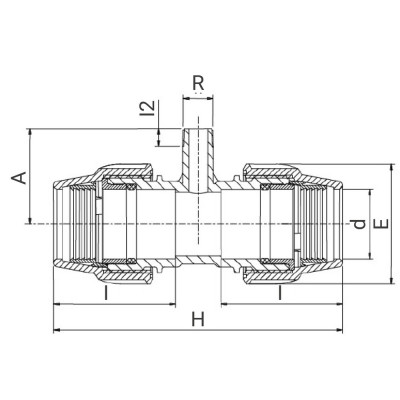 Té à 90° millenium à compression Série 7 avec dérivation filetée longue - Filet conique ISO7-1 - PLA