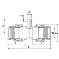 Té à 90° millenium à compression Série 7 avec dérivation filetée longue - Filet conique ISO7-1 - PLA