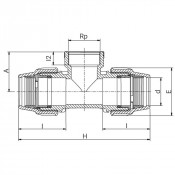 Té à 90° millenium à compression Série 7 avec dérivation taraudée - Filet conique - ISO 7-1 - PLASSO