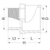 Mamelon PVC Piscine - Fileté sur R - Mâle à coller sur D - Femelle réduit à coller sur d - PLASSON