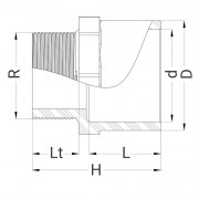 Mamelon PVC Piscine - Fileté sur R - Mâle à coller sur D - Femelle réduit à coller sur d - PLASSON