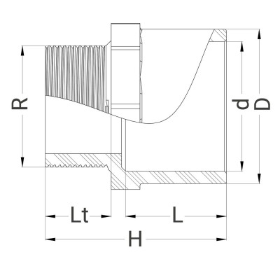 Mamelon PVC Piscine - Fileté sur R - Mâle à coller sur D - Femelle réduit à coller sur d - PLASSON