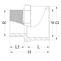 Mamelon PVC Piscine - Fileté sur R - Mâle à coller sur D - Femelle réduit à coller sur d - PLASSON