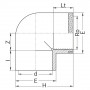 Coude PVC à 90° avec bague de renfort - A coller sur d - Taraudé sur Rp - PLASSON