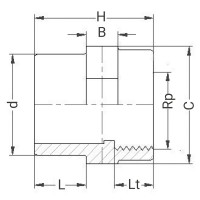 Mamelon de réduction PVC - Mâle à coller sur D - Taraudé sur Rp - PLASSON Mamelon de réduction PVC - Mâle à coller sur D - Taraudé sur Rp - PLASSON