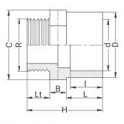 Mamelon PVC - Fileté sur R - Mâle à coller sur D - Femelle réduit à coller sur d - PLASSON