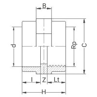Manchon PVC d'adaptation - Femelle à coller sur d - Taraudé sur Rp - PLASSON