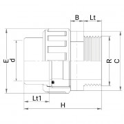 Manchon PVC union 3 pièces - Femelle à coller sur d - Fileté sur R - PLASSON