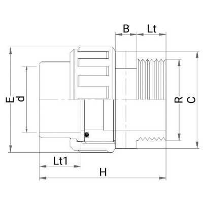 Manchon PVC union 3 pièces - Femelle à coller sur d - Fileté sur R - PLASSON