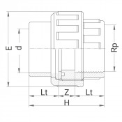 Manchon PVC union 3 pièces - Femelle à coller sur d - Taraudé sur Rp - PLASSON