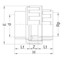 Manchon PVC union 3 pièces - Femelle à coller sur d - Taraudé sur Rp - PLASSON