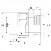 Manchon PVC union 3 pièces - Taraudé sur Rp - Fileté sur R - PLASSON