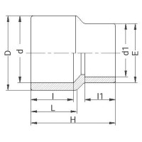 Réduction PVC double - Mâle à coller sur D - Femelles à coller sur d et d1 réduit - PLASSON