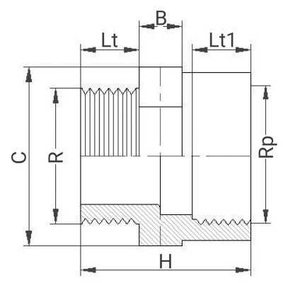 Réduction PVC - Filetée sur R - Taraudée sur Rp - PLASSON