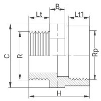 Réduction PVC - Filetée sur R - Taraudée sur Rp - PLASSON