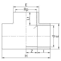 Té PVC à 90° - A coller sur d - Taraudé sur Rp - PLASSON