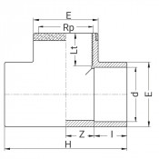 Té PVC à 90° avec bague de renfort - A coller sur d - Taraudé sur Rp - PLASSON